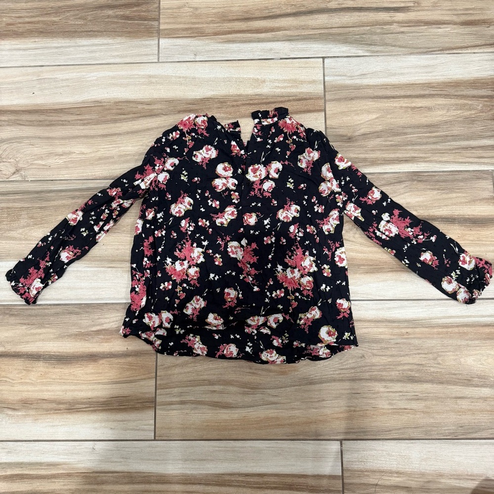 Bonpoint Black and Pink Floral Blouse